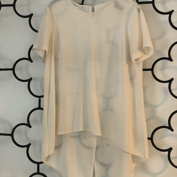 BCBG Max Azria Short Sleeve Sheer High Low Top - Picture 1 of 6